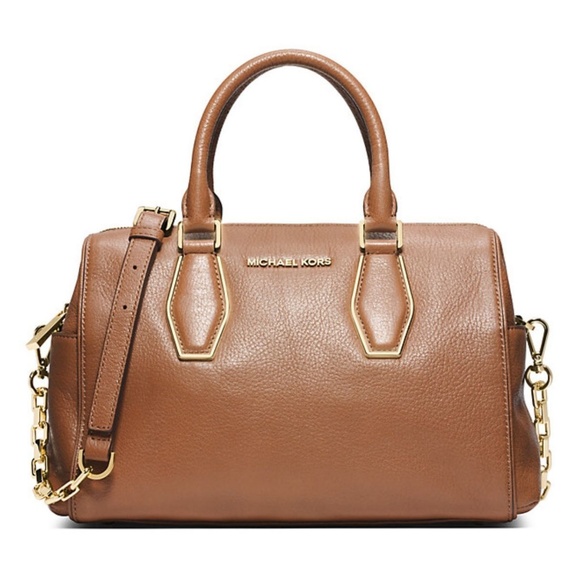 Michael Kors Vanessa Medium Leather Chain Satchel $358 Luggage #015 NWT - Picture 1 of 8
